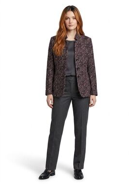 Santorelli Made In Italy Plum Black & White Textured Tweed Blazer Women’s Sz 12